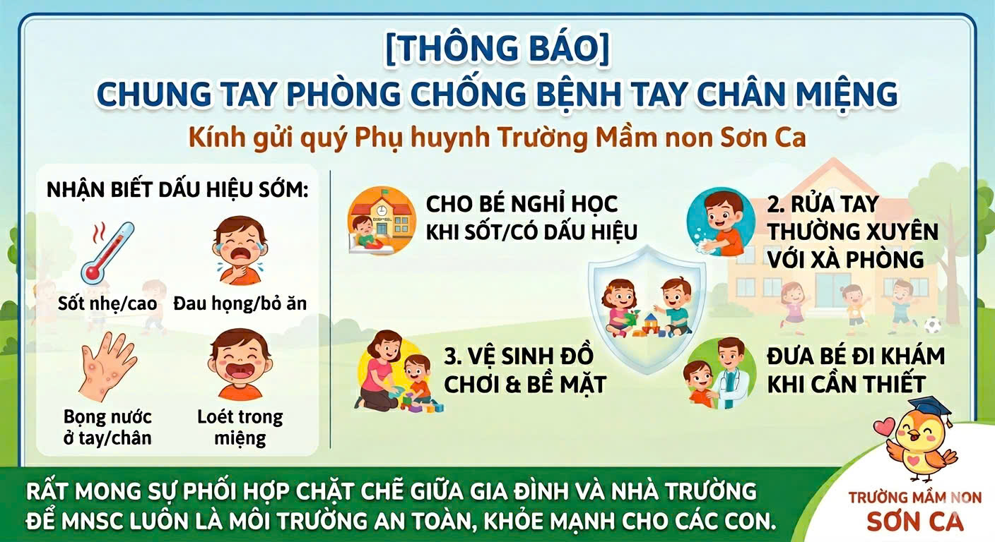 📢 [THÔNG BÁO] CHUNG TAY PHÒNG CHỐNG BỆNH TAY CHÂN MIỆNG CHO BÉ